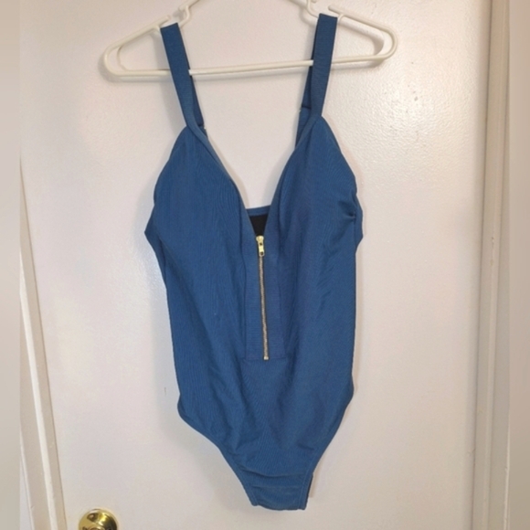 Kona Sol Other - Kona Sol Target Teal Blue Mid Zip Padded One-Piece Swimsuit Swimwear Beach Coast